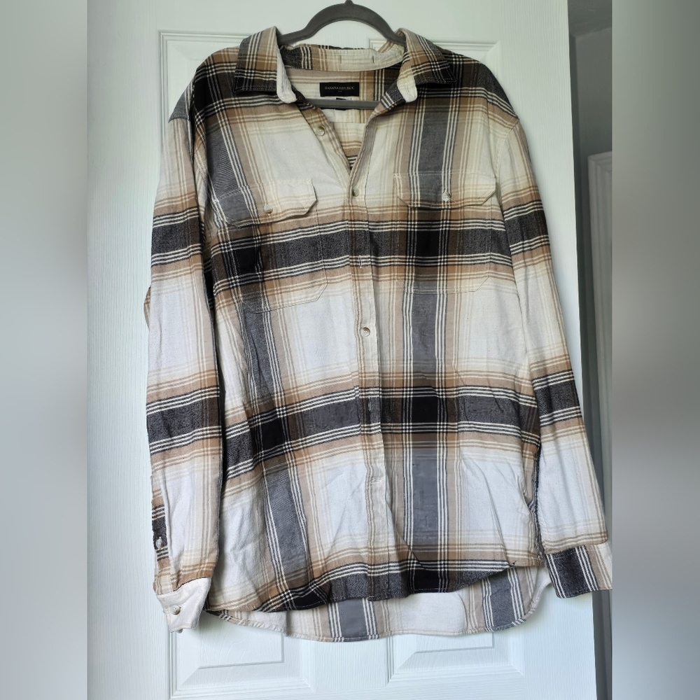 Banana Republic Black and Brown Plaid Shirt